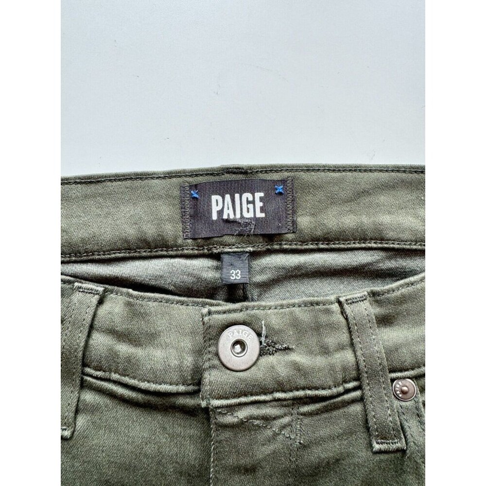 Men's PAIGE Federal Pine Green Transcend Stretch Slim Straight Jeans, Size 33 - Picture 12 of 15